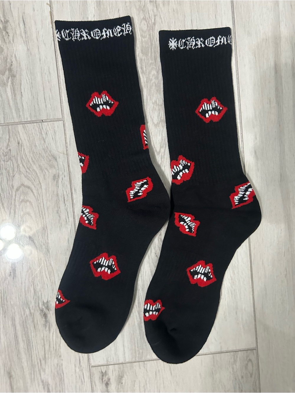 Black Socks with Red Lips Graphic